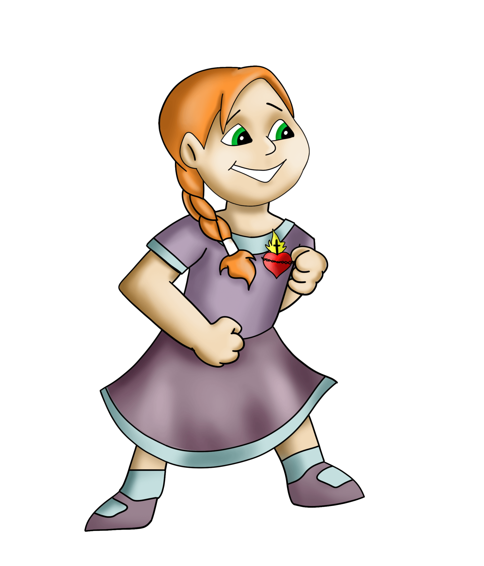 animated little girl with red hair and purple dress